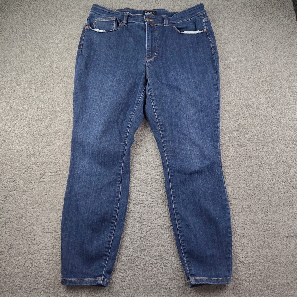 Judy Blue Jeans Sz 18W Skinny Fit High Waisted Dark Wash Capri Cropped EUC
